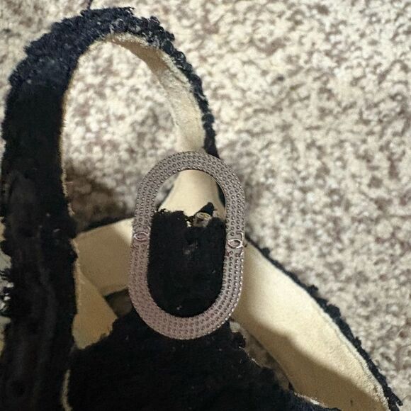 Brand new with box  CHANEL 2023 Black Tweed Sandal size 10  wedges - Picture 13 of 13
